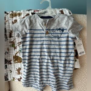 Carter’s Baby Striped Sloth Romper. Size 6 months.